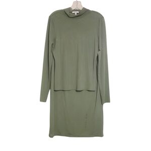 AFRM Los Angeles | Women's Long Sleeve Two Piece Green Skirt Set (Size Large/XL)